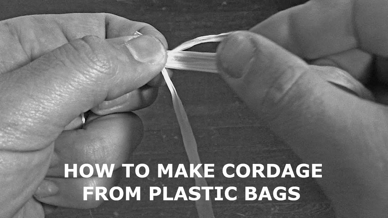 How to make cordage with plastic bags. (Use the same technique for natural materials as well)