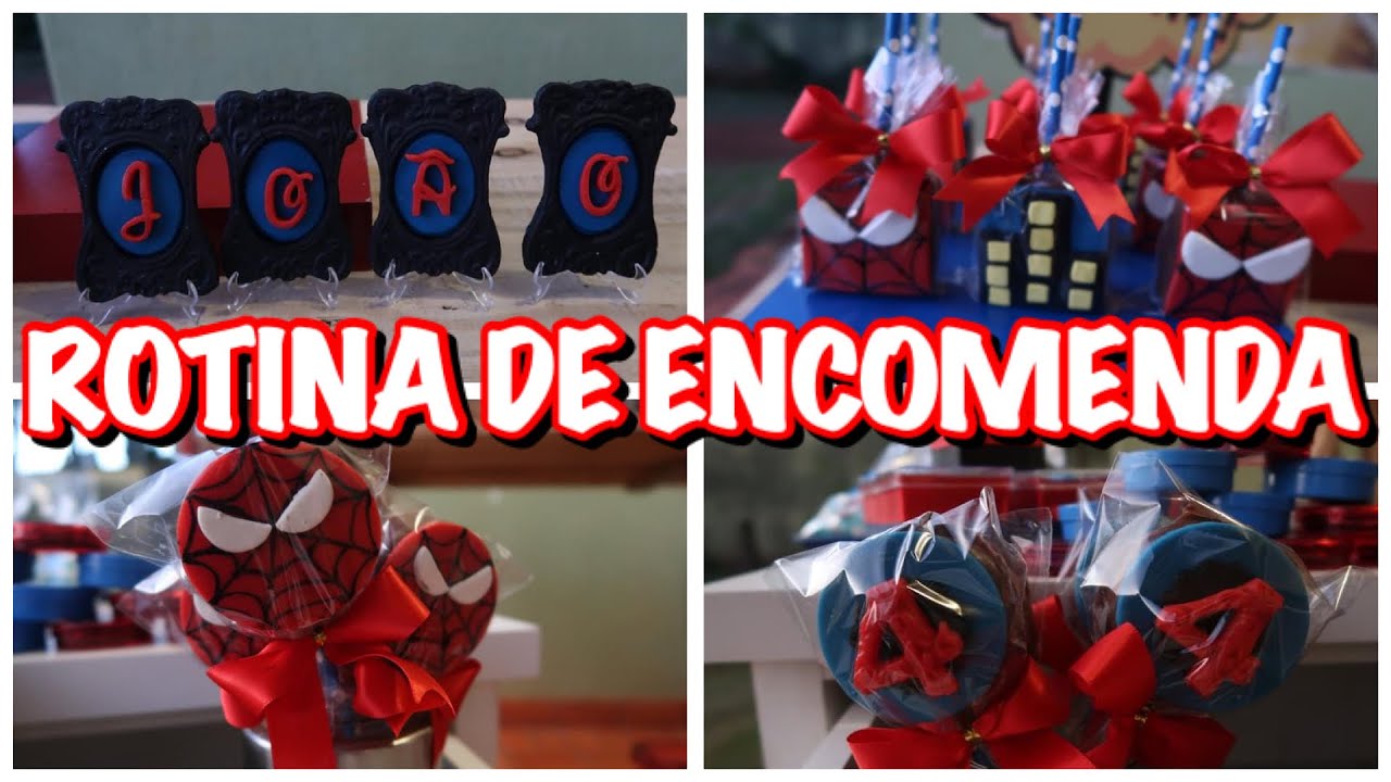 FAZENDO DOCES HOMEM ARANHA DE PASTA DE LEITE EM PÓ - PORTA RETRATOS E PIRULITOS DE BOLACHA DECORADOS