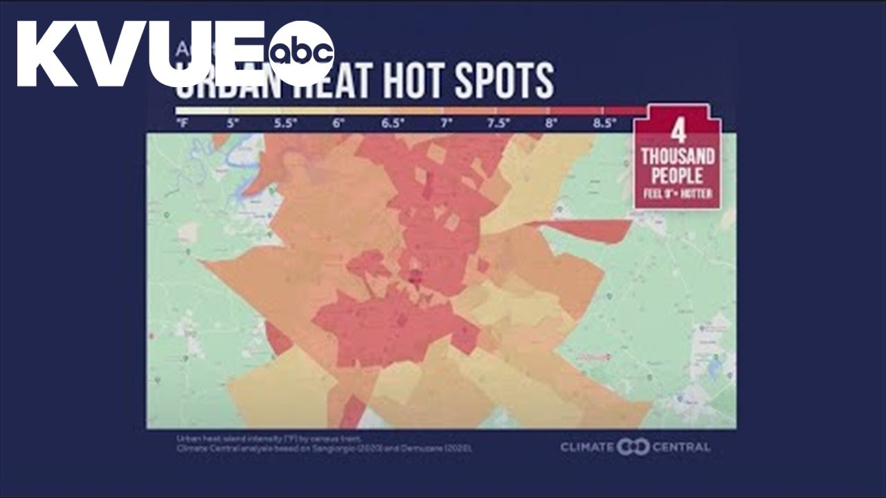 What are heat islands and how do they impact Austin?