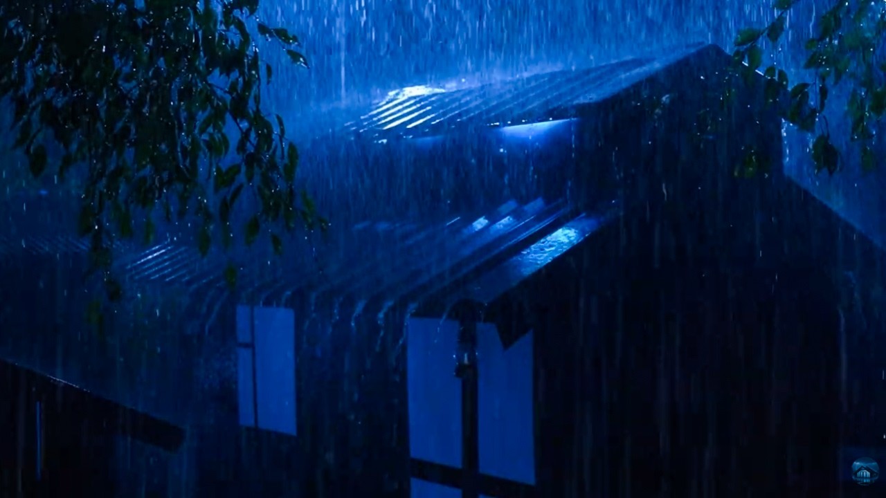 Overcome Stress & Sleep Instantly with Heavy Rain on a Tin Roof at Night
