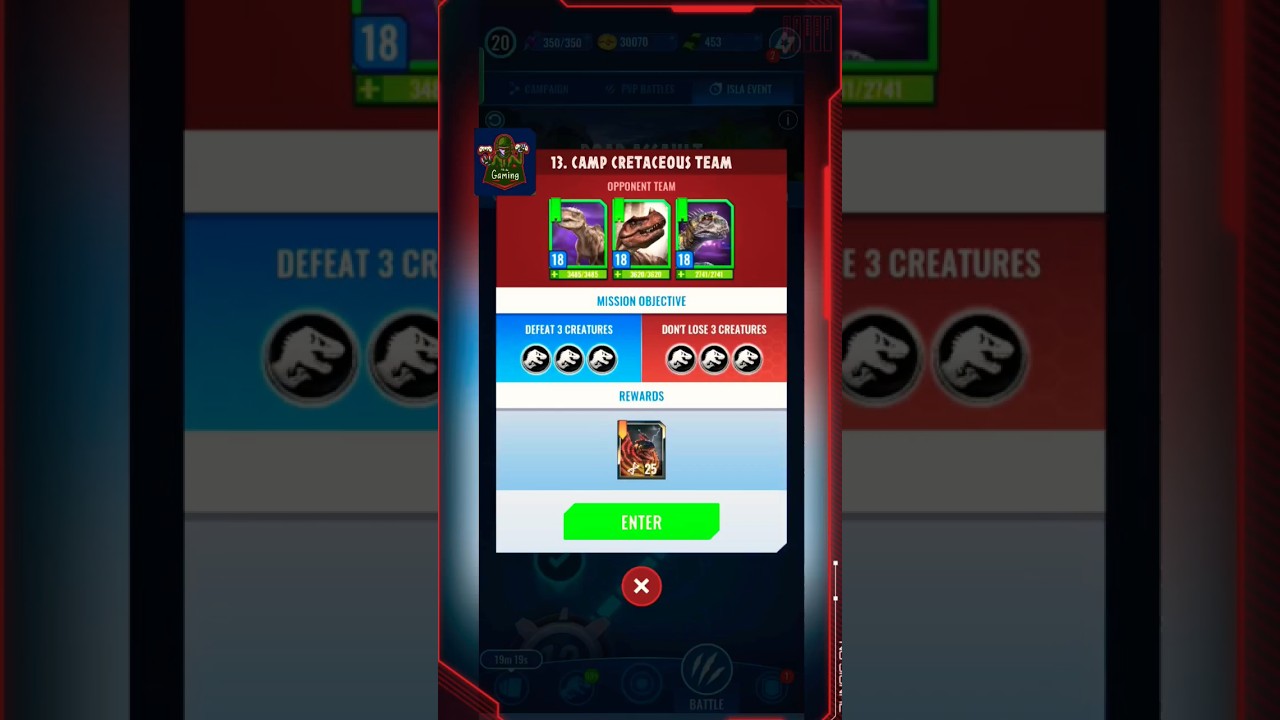JURASSIC WORLD ALIVE(ISLA EVENT)//can we won against 3 unique?//#jurassicworldalive #shortvideo