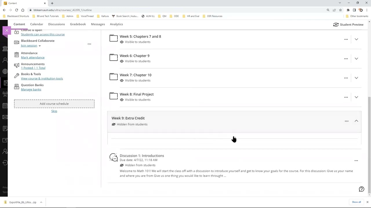 Blackboard Ultra Building Content: Creating Modules and Folders