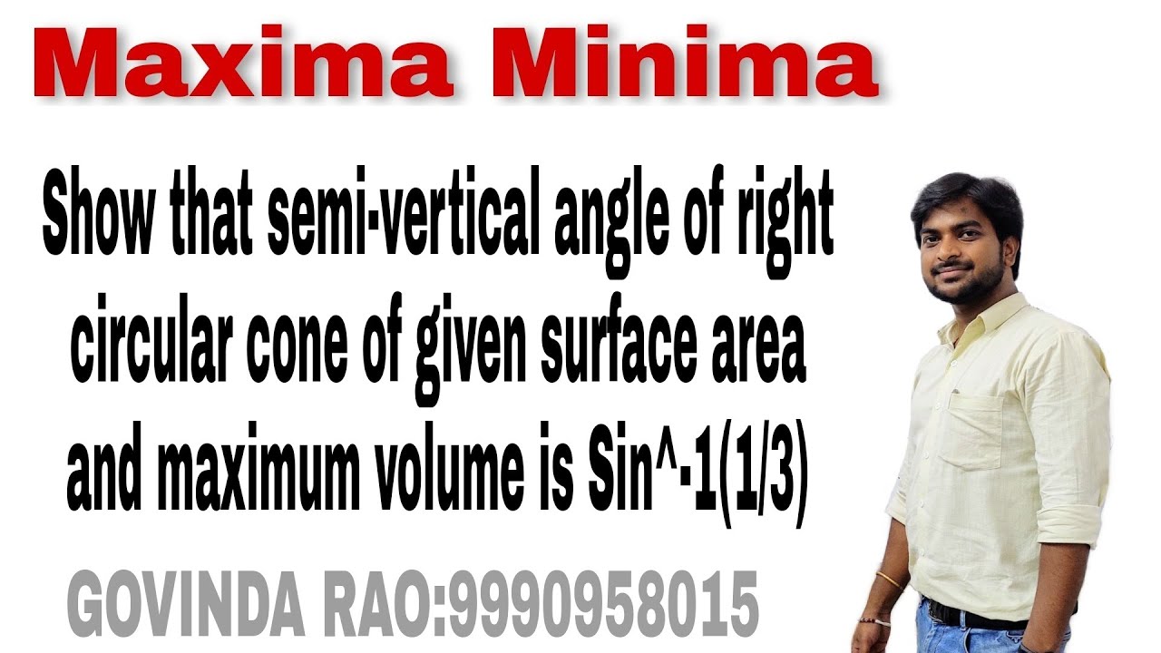 Show that semi-vertical angle of right circular cone of given surface area andmaximum volume is.....