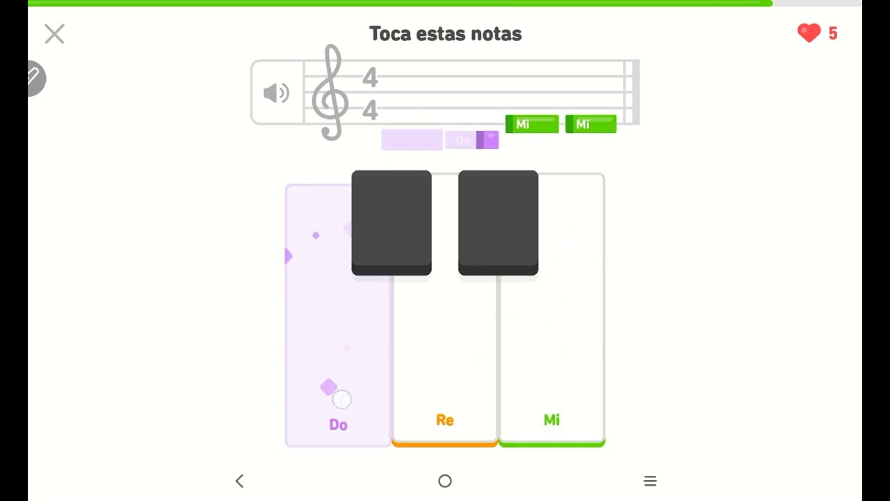 Las notas Do re mi en Duolingo 