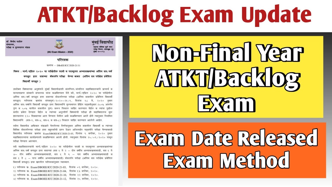 Non-Final Year ATKT Backlog Exam Update|All Doubt Clear|Mumbai University Update