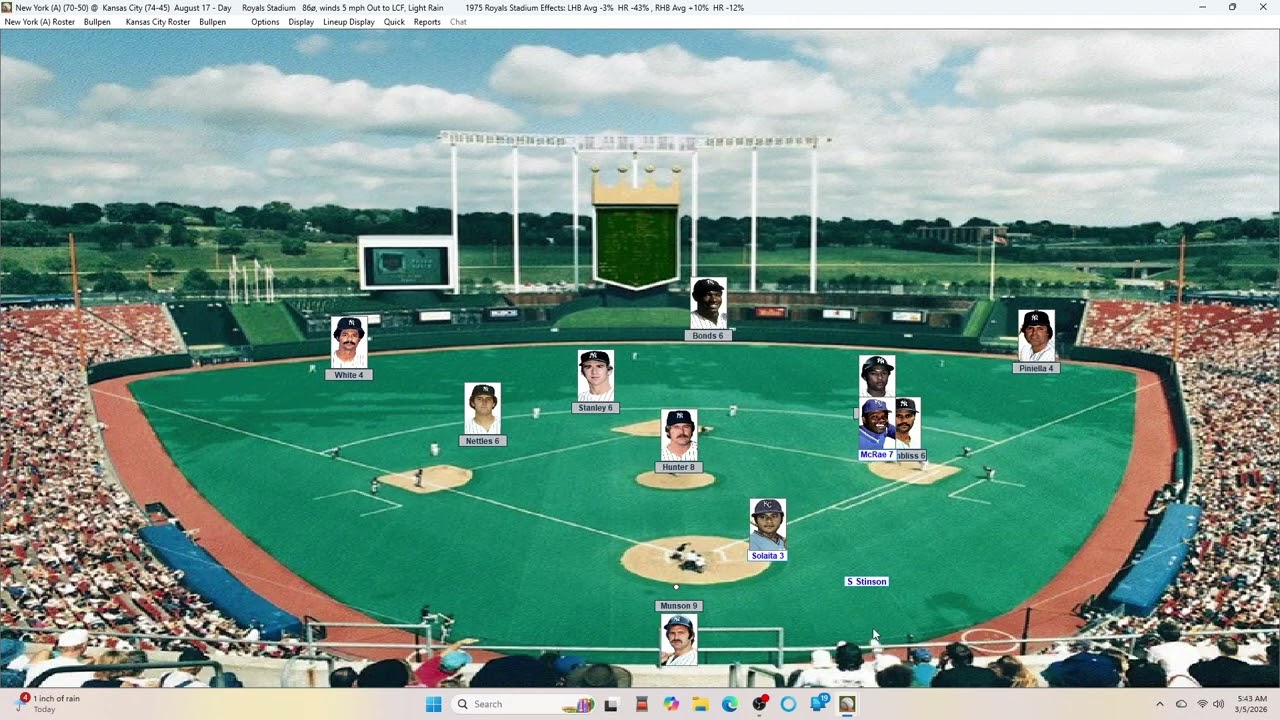 Action PC Baseball 8-17-75 New York Y at Kansas City
