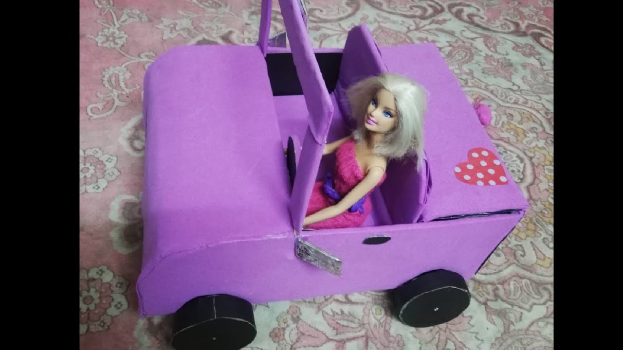 how to make a doll car with cardboard box || Simple Craft