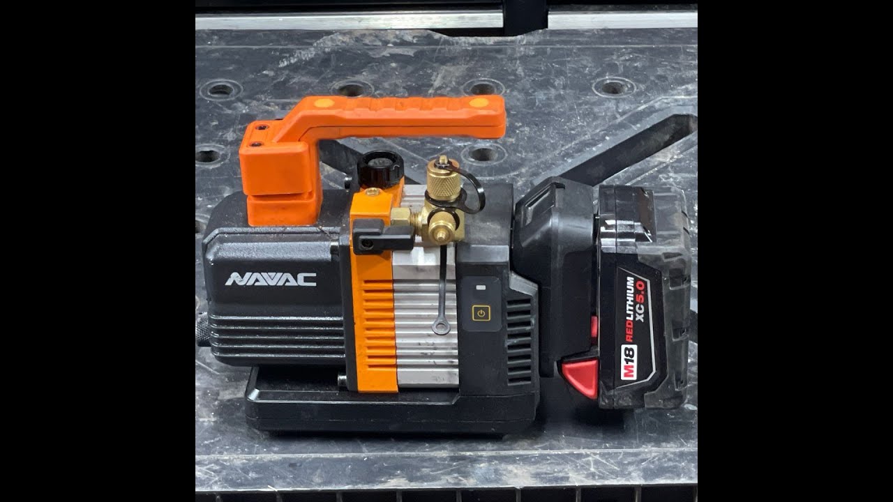 Navac 2cfm vacuum pump with Milwaukee battery, size and sound comparison with 6cfm