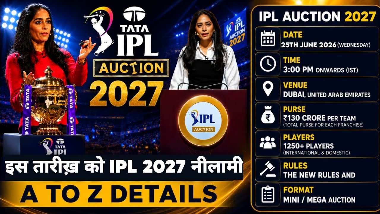 Tata IPL 2027 Auction Date, Time, Venue, Format, Rules & A to Z Details | IPL 2027 Auction Date
