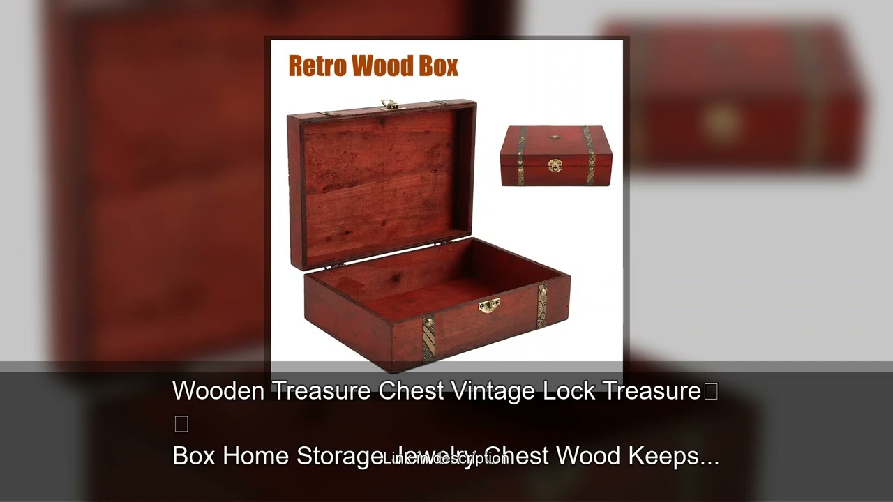 Wooden Treasure Chest Vintage Lock Treasure Box Home Storage Jewelry Chest Wood Keepsake Box fo