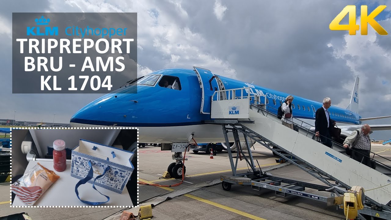 ✈ [4K] TRIPREPORT | KLM Cityhopper | Embrear E190 |  Brussels - Amsterdam | Business Class