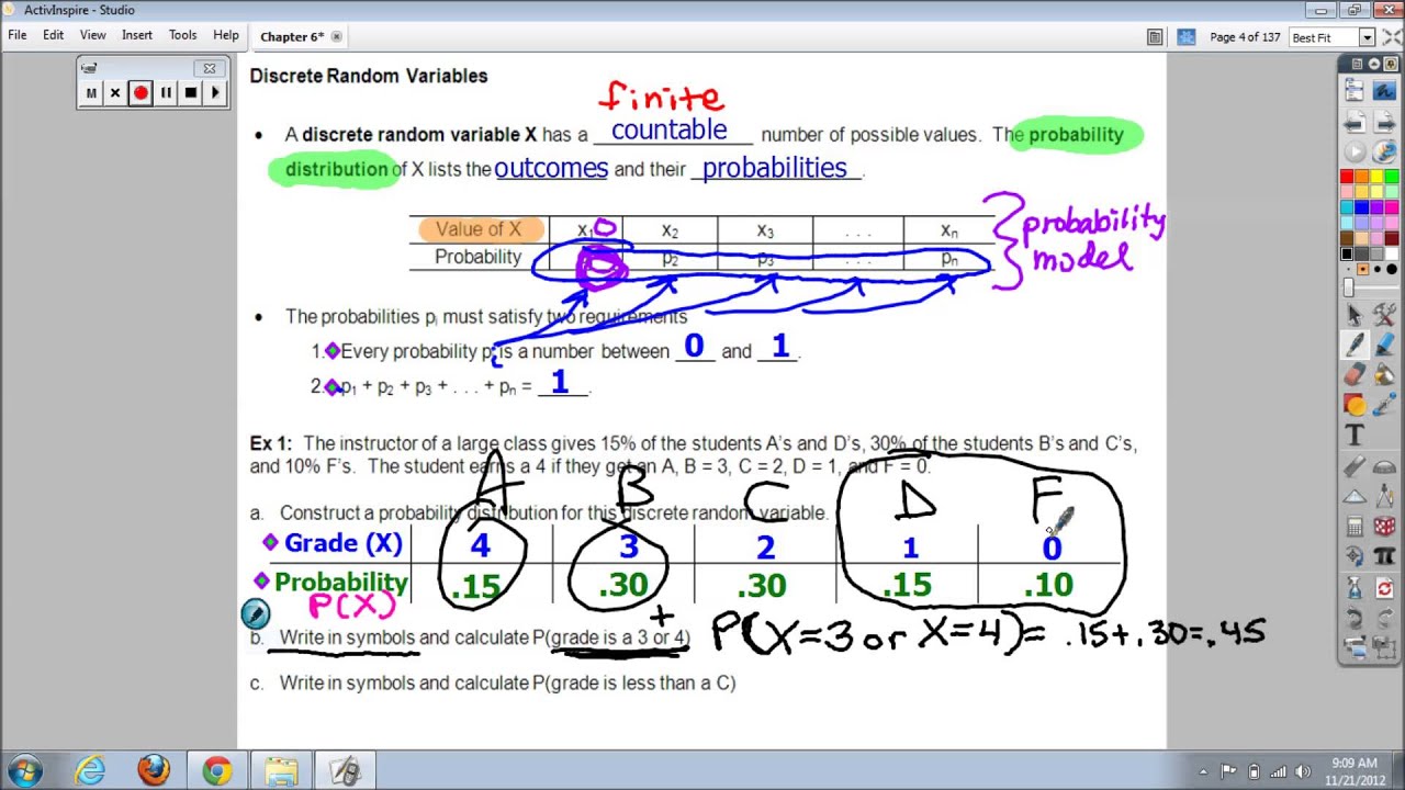 Chapter 6, Video #1 - Discrete Random Variables