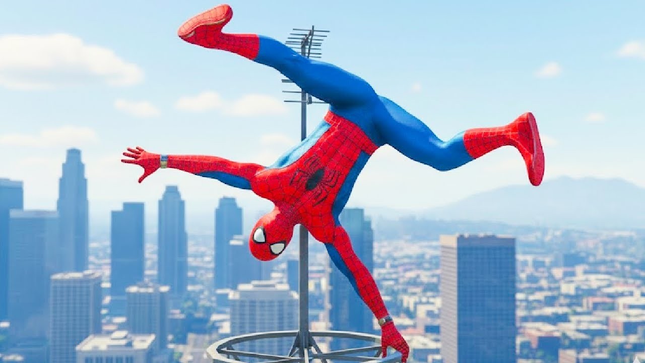 SPIDERMAN EXTREME FALL GTA 5, Spider Man Fall #7 video