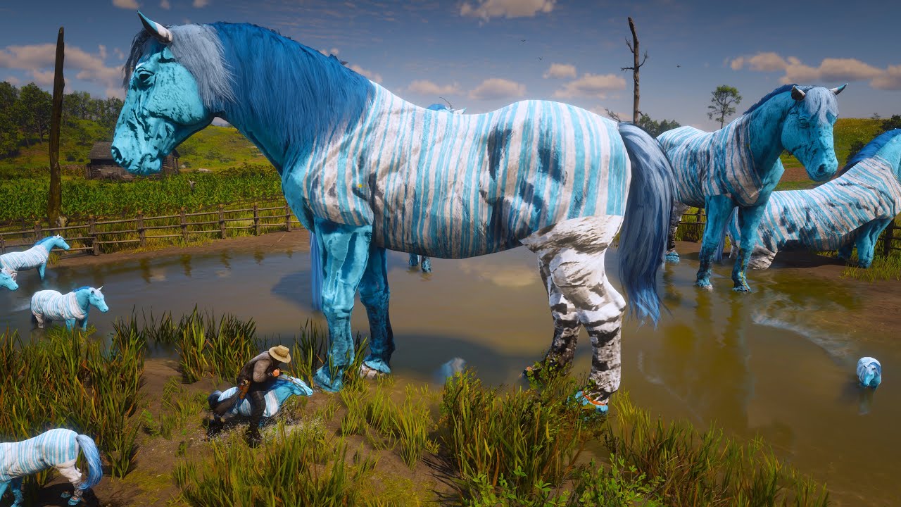 Arthur Morgan's Aesthetic Liner Horse Ride | Taming  Tiny And Giant Blue Horses at Rhodes