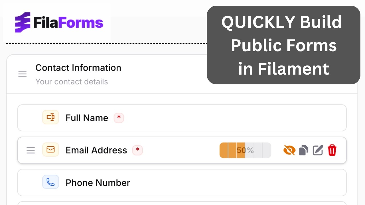 Плагин FilaForms: редактор с функцией перетаскивания для создания пользовательских форм.