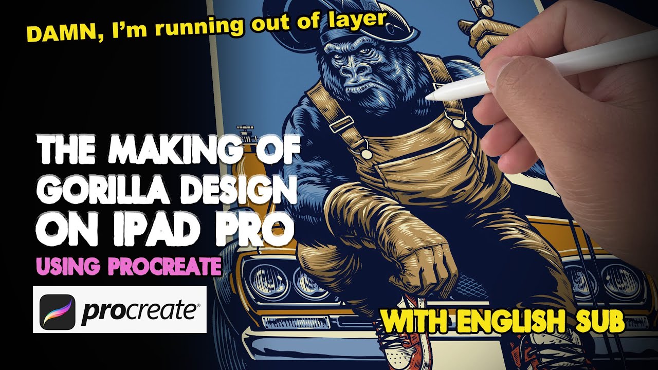 The Making of Gorilla shirt design on iPad