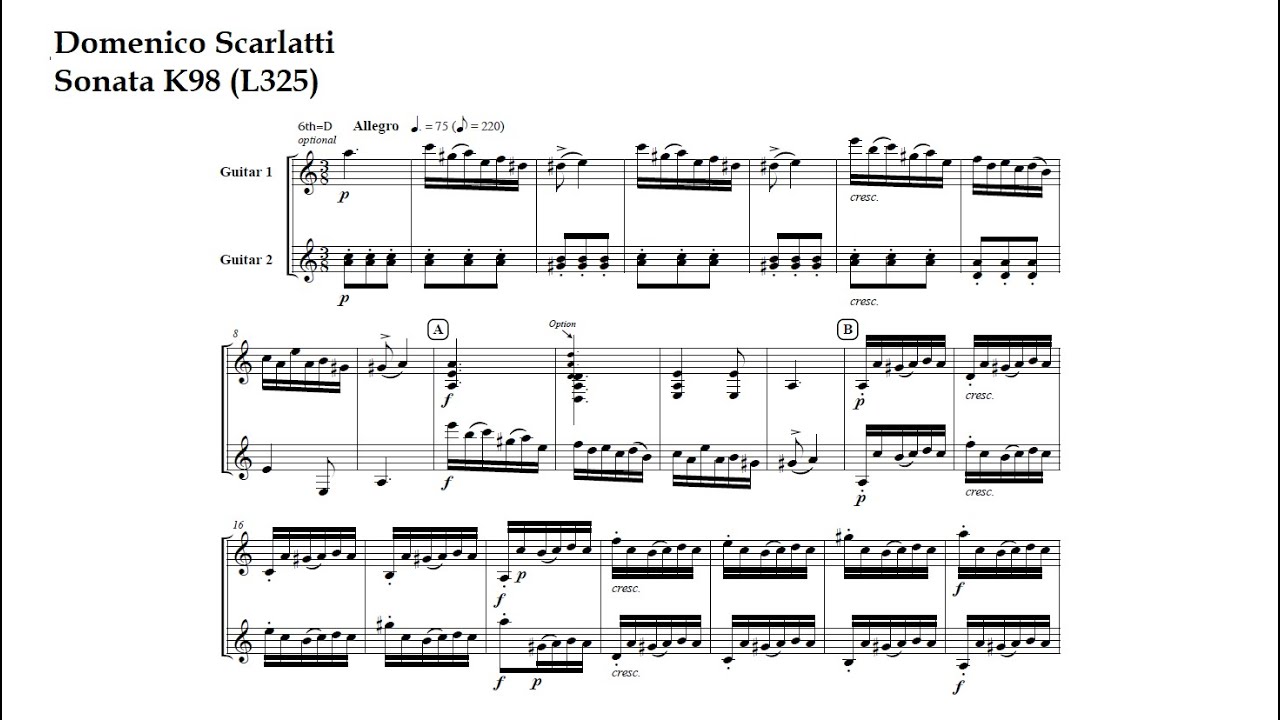 D. Scarlatti. Sonata K98 L325 (Two Guitars) 