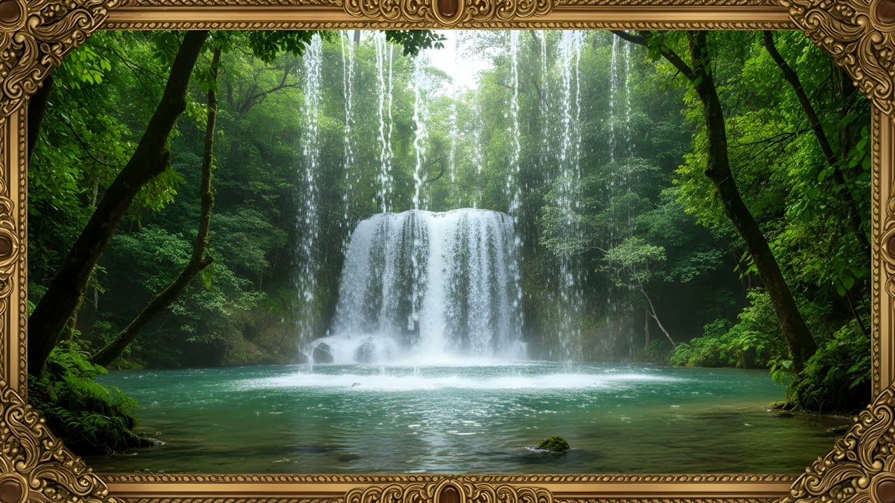 White Waterfall & Calm Lake 8K Digital Artwork | 8K Ultra Realism Scenic Art | 5 Hours Nature Frames