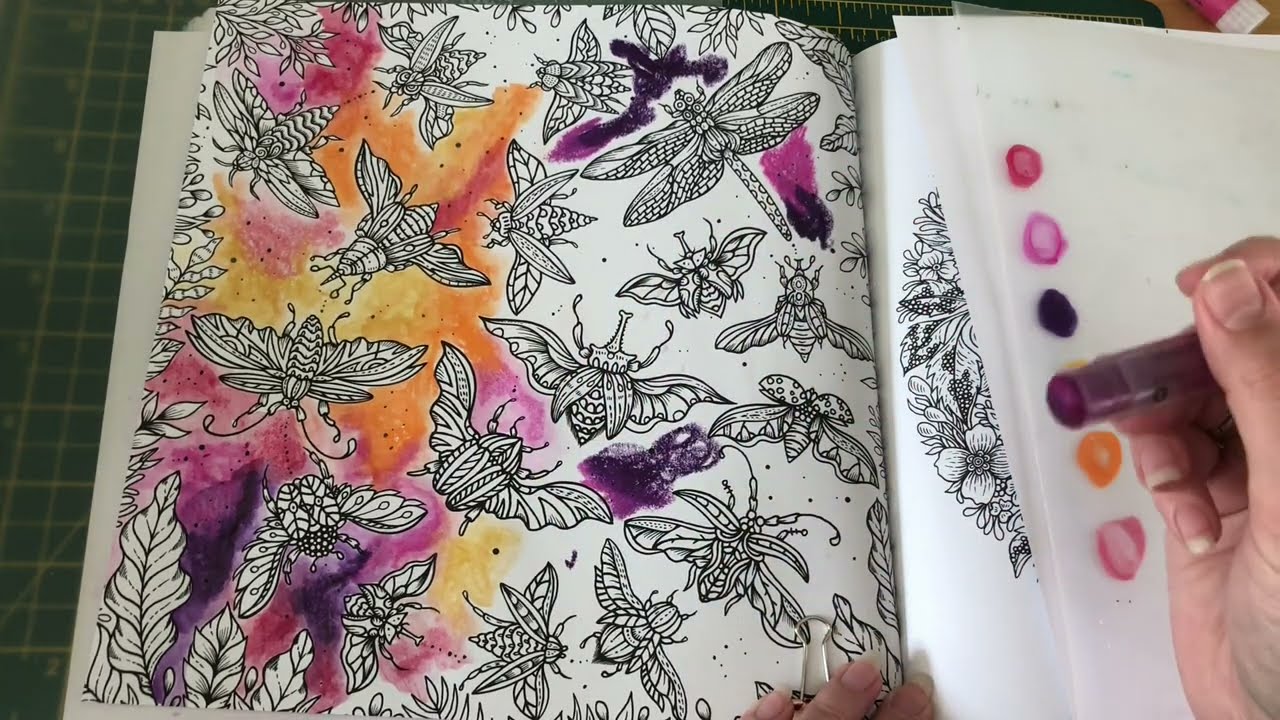Colouring in Circle of life experimenting with Faber-Castell Gelatos background