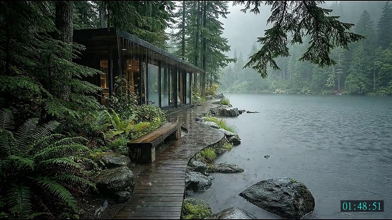 Peaceful Rainfall and Piano Music for Sleeping and Stress Reduction