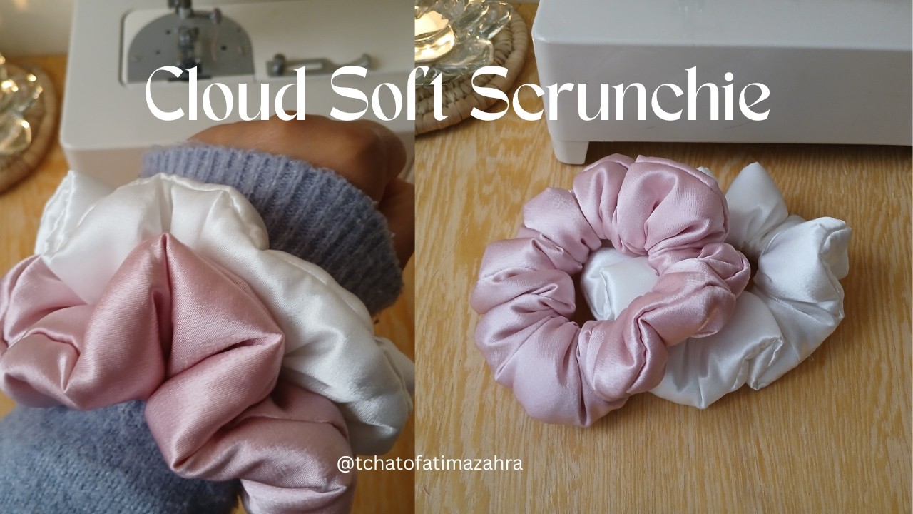 Soft Like a Cloud ☁️ Puffy Satin Scrunchie with Cotton Inside | Korean Aesthetic Style 🤍