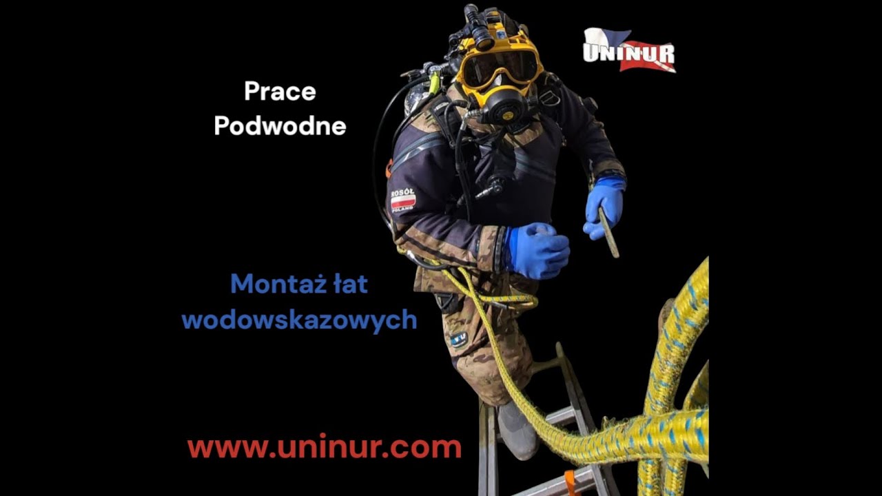 Prace Podwodne UNINUR - Montaż Łat Wodowskazowych.