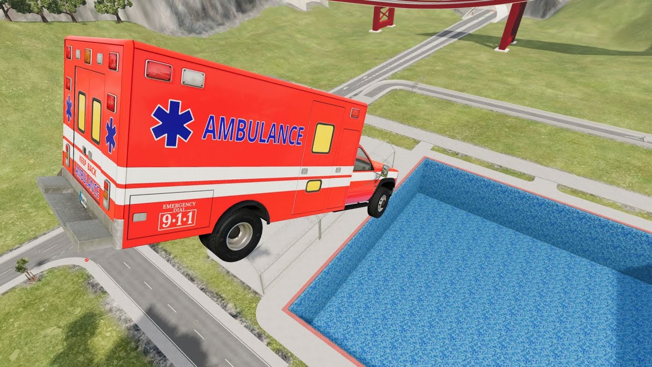 High Speed Car Jumping In Pools - BeamNG.drive | Game Video Clips (GVC)