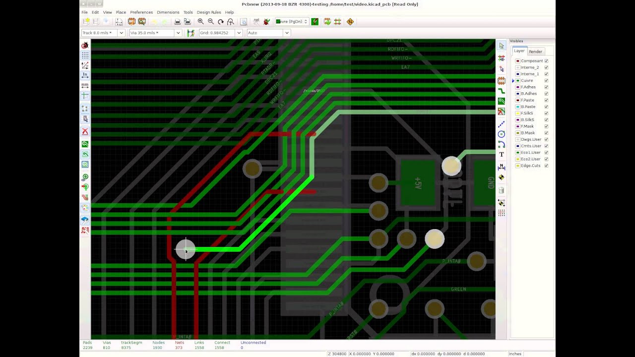 Kicad push-and-shove routing, 2nd attempt