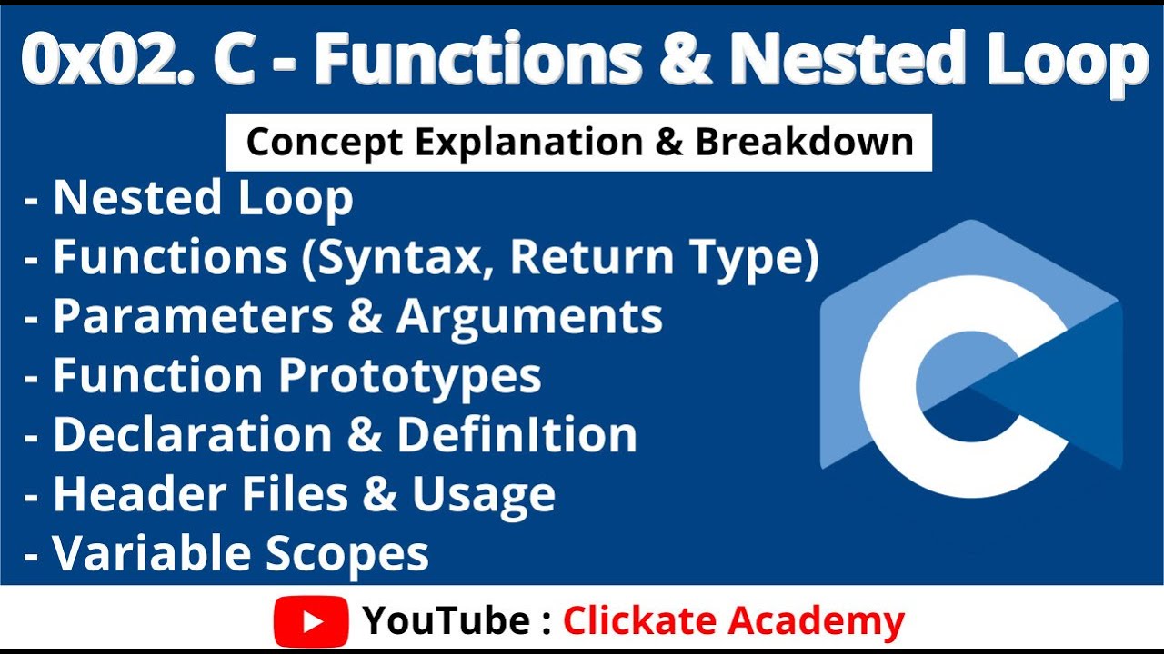 Functions, Nested Loops, Header Files in C Tutorial | 0x02. C - Functions, nested loops