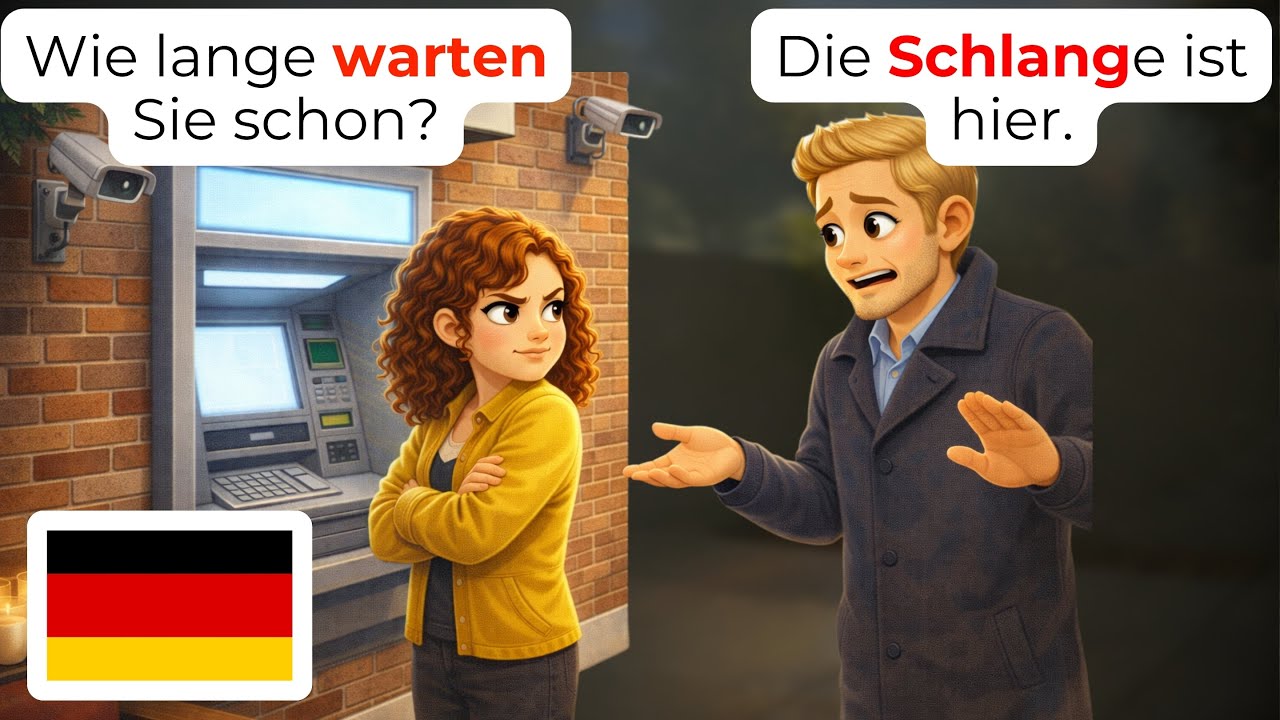 🇩🇪 Изучайте Немецкий за 24 Минуты: 50+ Фраз для Очередей и Ожидания (A1-A2)