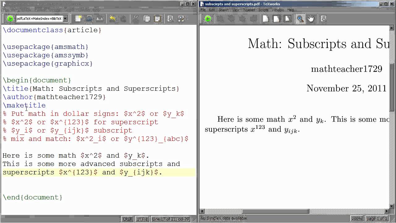 LaTeX Tutorial 04 Subscripts and Superscripts