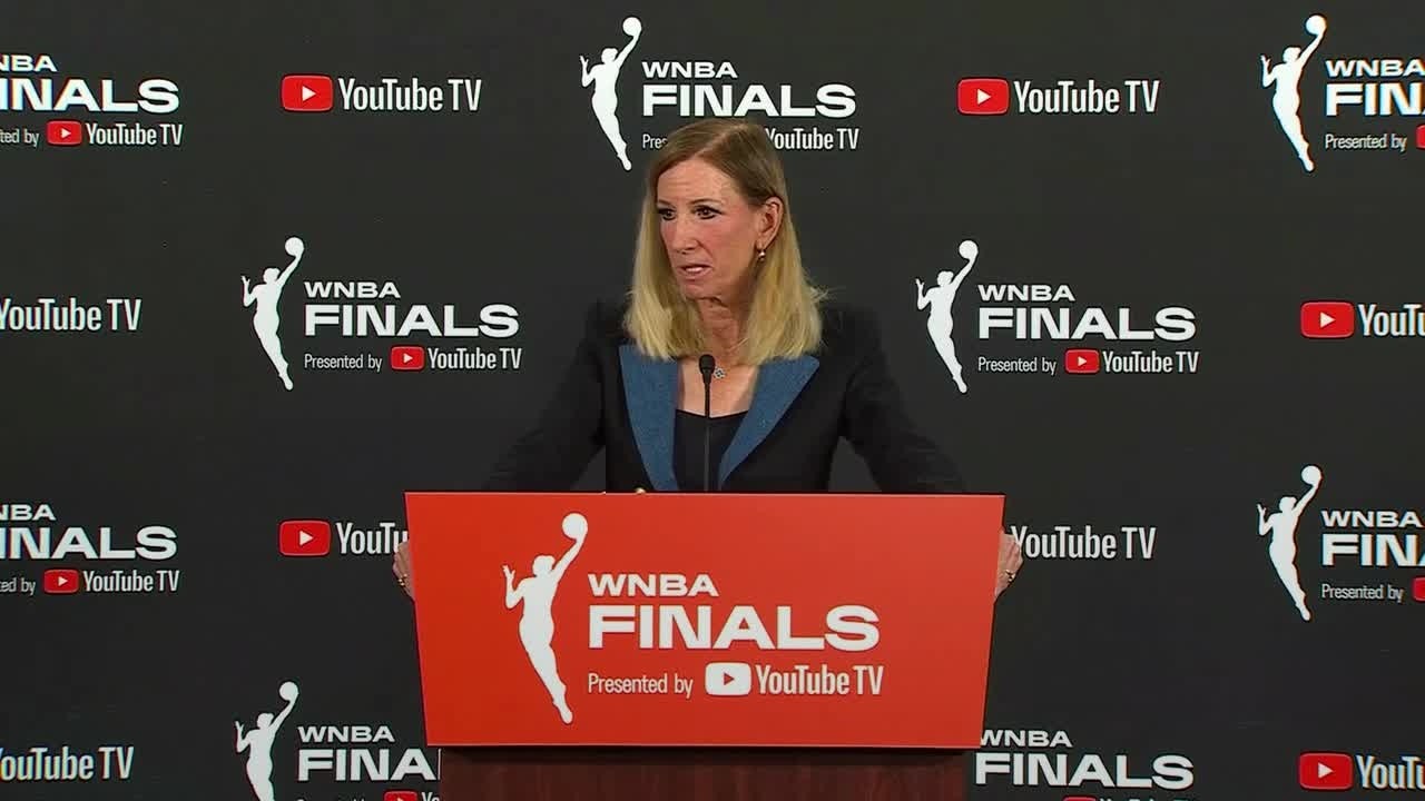 Cathy Engelbert speaks on Napheesa Collier's comments, CBA negotiations & WNBA Finals