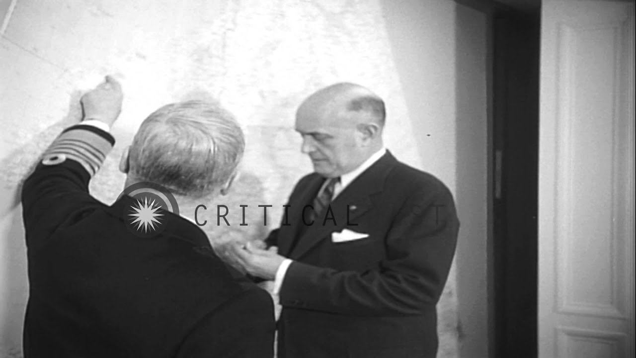 Lord Bruce Fraser converses with Secretary of Navy, Francis P Matthews in Washing...HD Stock Footage