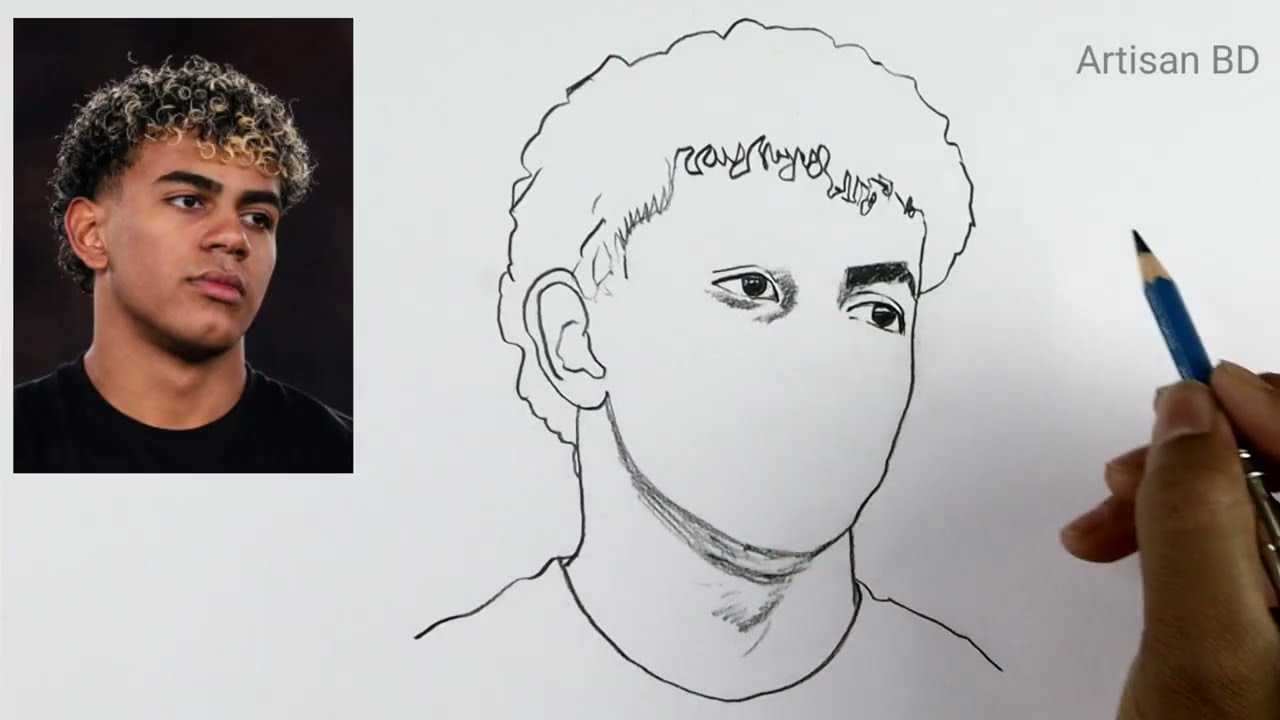 How to Draw Lamine Yamal Easy | Pencil Sketch | Step by Step 
