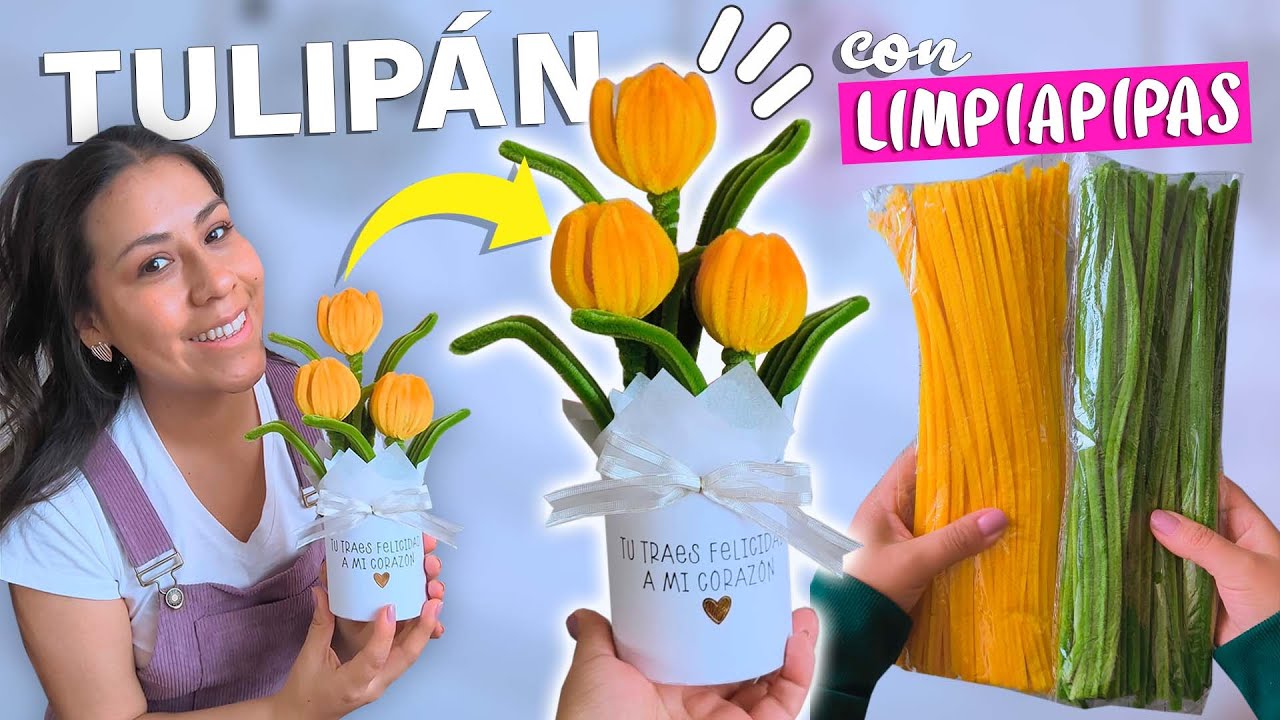 TULIPÁN🌷 con LIMPIAPIPAS 💛Flores eternas fácil y Rápido |Tu Diva Creativa
