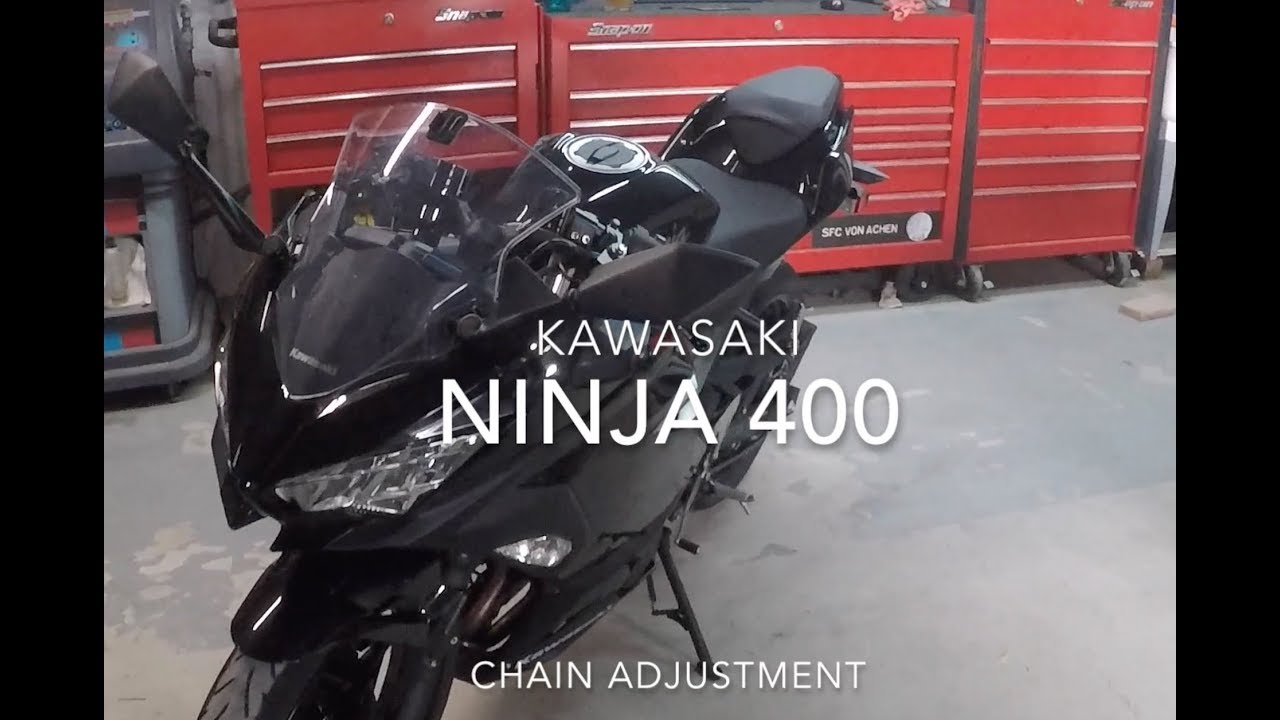 Регулировка цепи Kawasaki Ninja 400 2018 года | своими руками