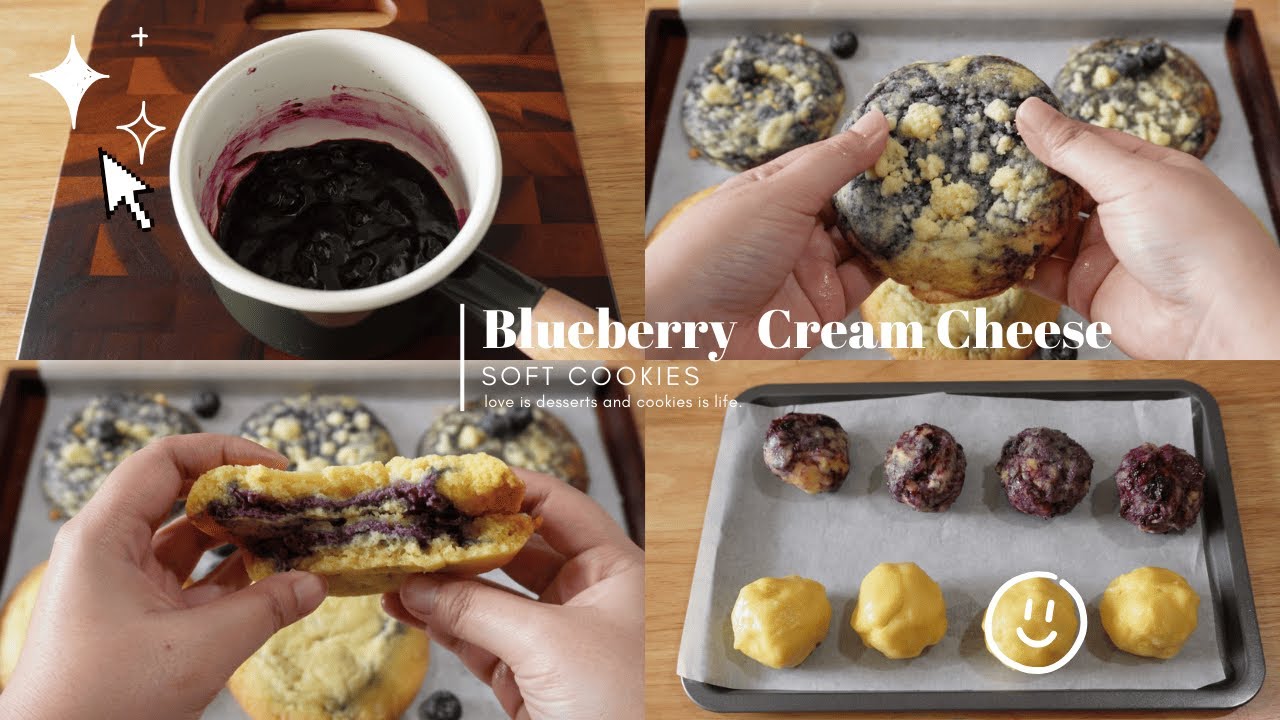 Blueberry cream cheese soft cookies 🍪🫐💜✨  /  อร่อยนุ่มหนึบ / Recipe