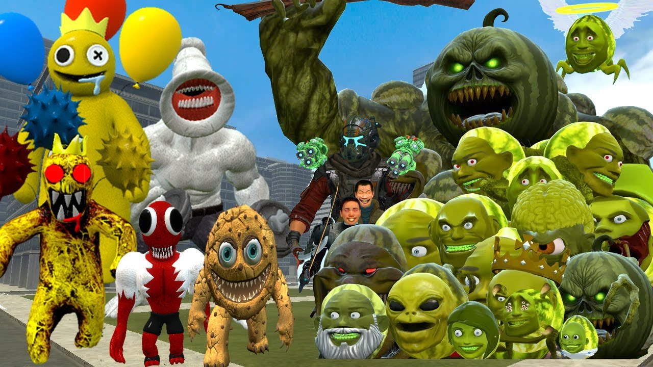 ALL NEW NIGHTMARE RAINBOW FRIENDS   VS ALL LIN GANG MELON FAMILY In Garry's Mod!