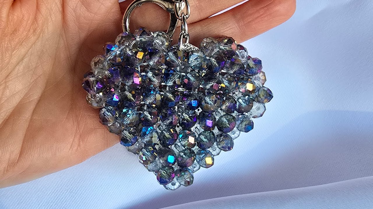 Tutorial #2. Crystal Beaded Heart 3D. Keychain ideas