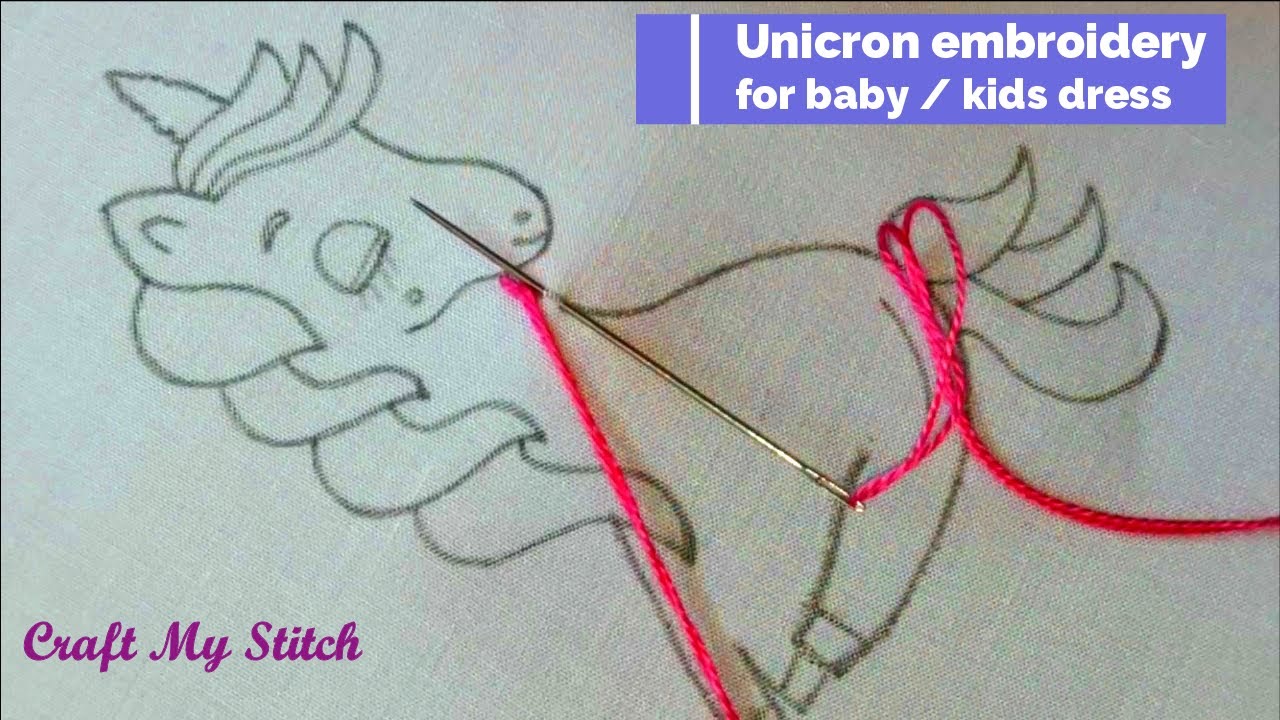 Unicorn embroidery for kids / baby dress - Fancy hand embroidery ideas for beginners