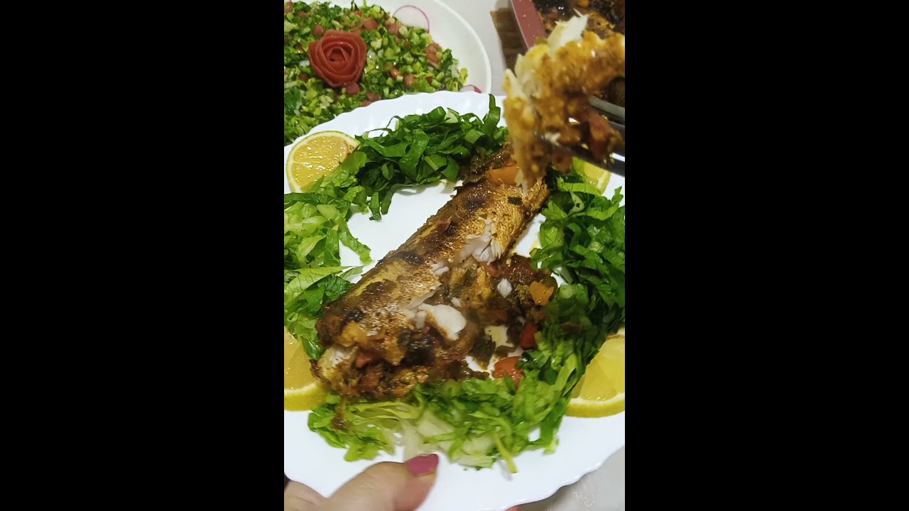سمك محشي ومشوي بالفرن بألذ وأشهى طريقة / grilled fish