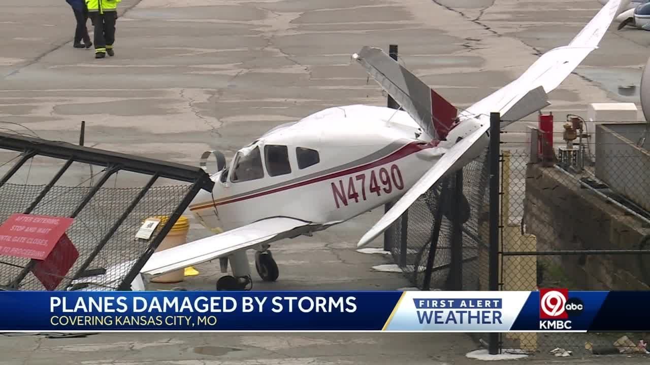 Multiple planes damaged after storms at Kansas City's downtown airport