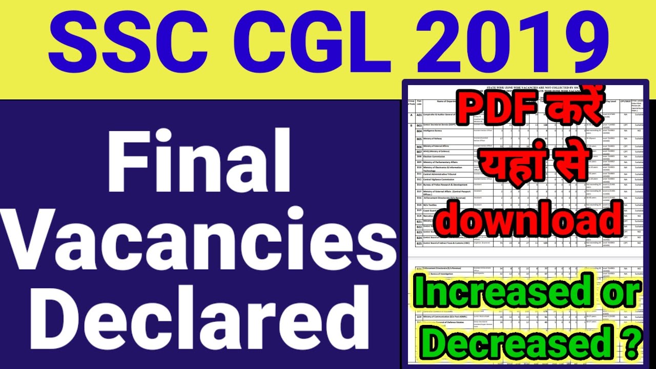 Final Vacancies SSC CGL- 2019/ssc cgl 2019 final Vacancies/ssc cgl 2019 update/CGL2019 final Vacancy