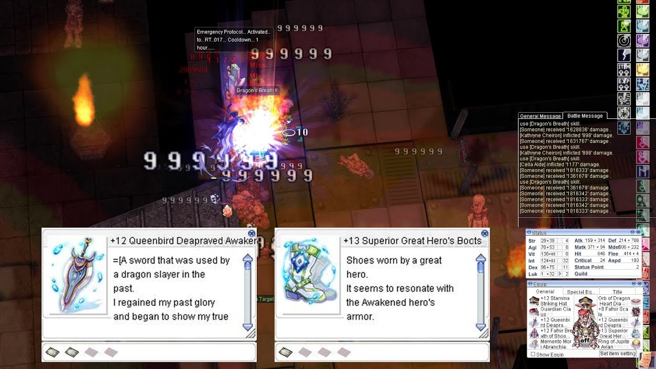 [iRO] Rune Knight Dragon Breath vs Bio Lab 5 No MVP Feat.Great Hero's Boots