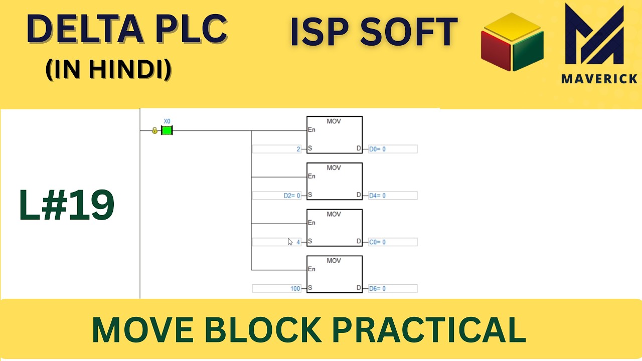 L-19- Move block in Delta PLC | How to use Move block in plc with practical