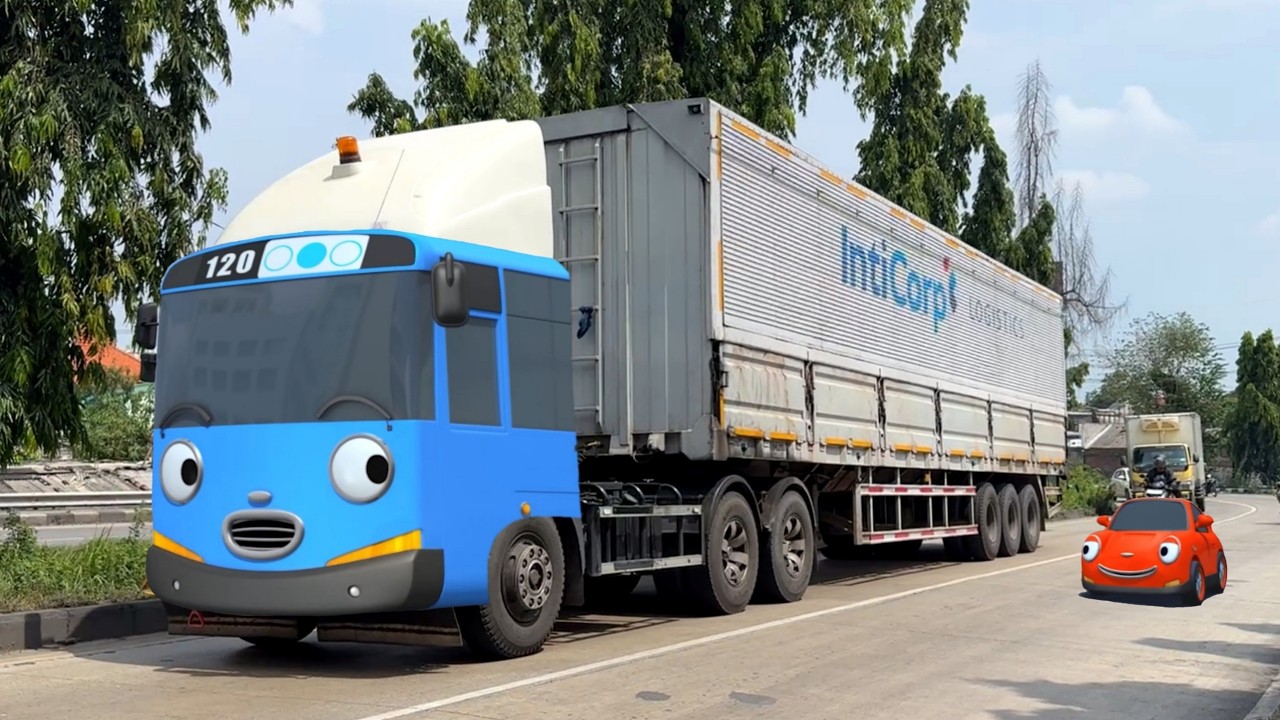 Wow Ada Truk Kontainer Besar, Truk Gandengan, Bus Telolet Basuri Mirip Tayo Dan Kawan Kawan