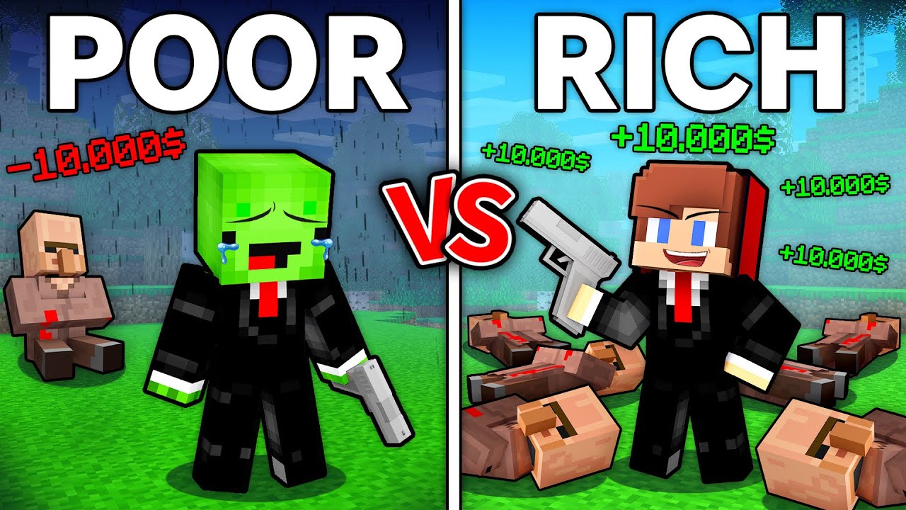 JJ and Mikey : POOR vs RICH Hitman Battle in Minecraft ! (Maizen)