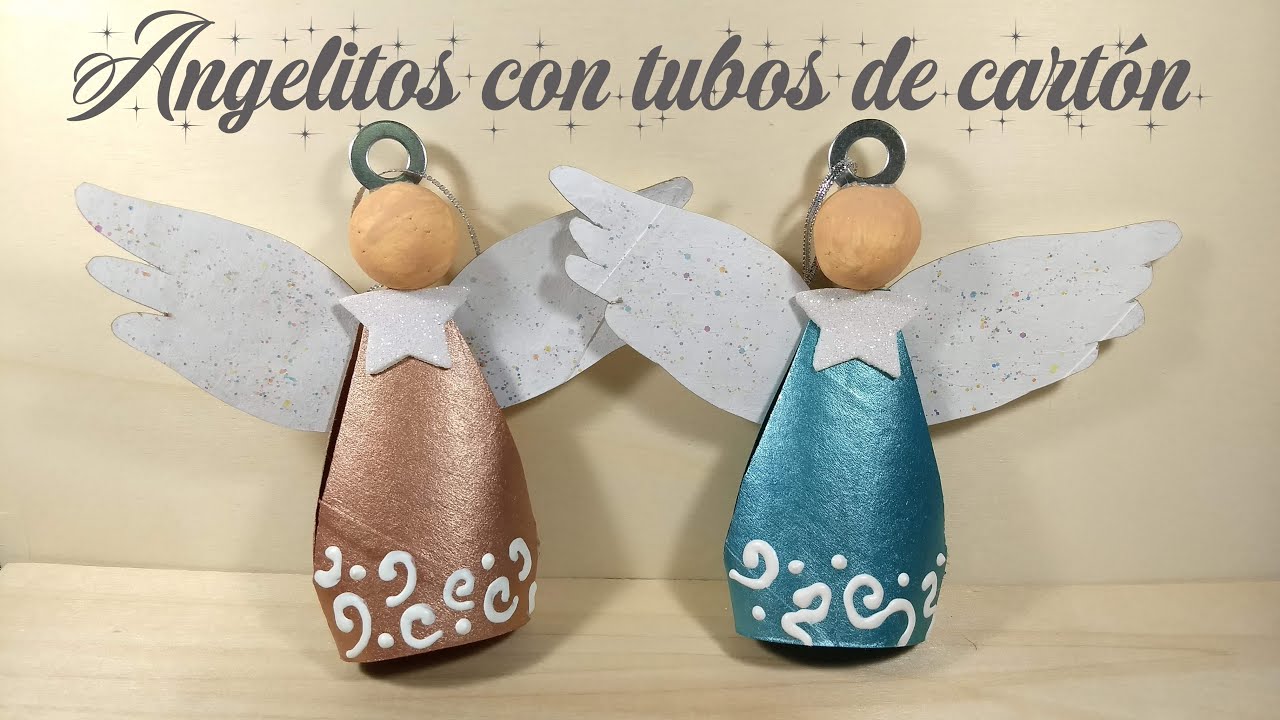 MANUALIDADES DE NAVIDAD. Angelitos con tubos de cartón