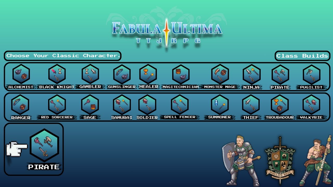 Руководство по прокачке персонажа в Fabula Ultima Pirate: от 5 до 50 уровня.