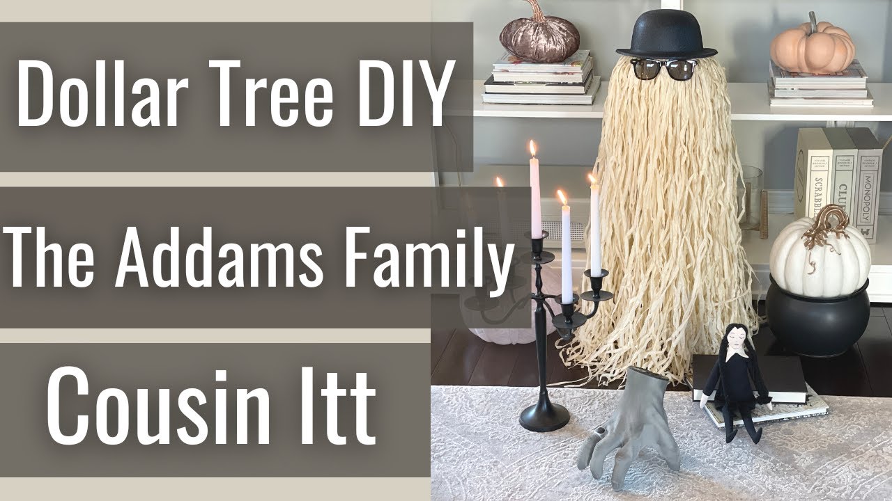 Halloween DOLLAR TREE DIY | Cousin It from the Addams Family| How to make Cousin Itt | Wednesday